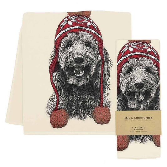 Labradoodle with Hat Tea Towel from Eric and Christopher