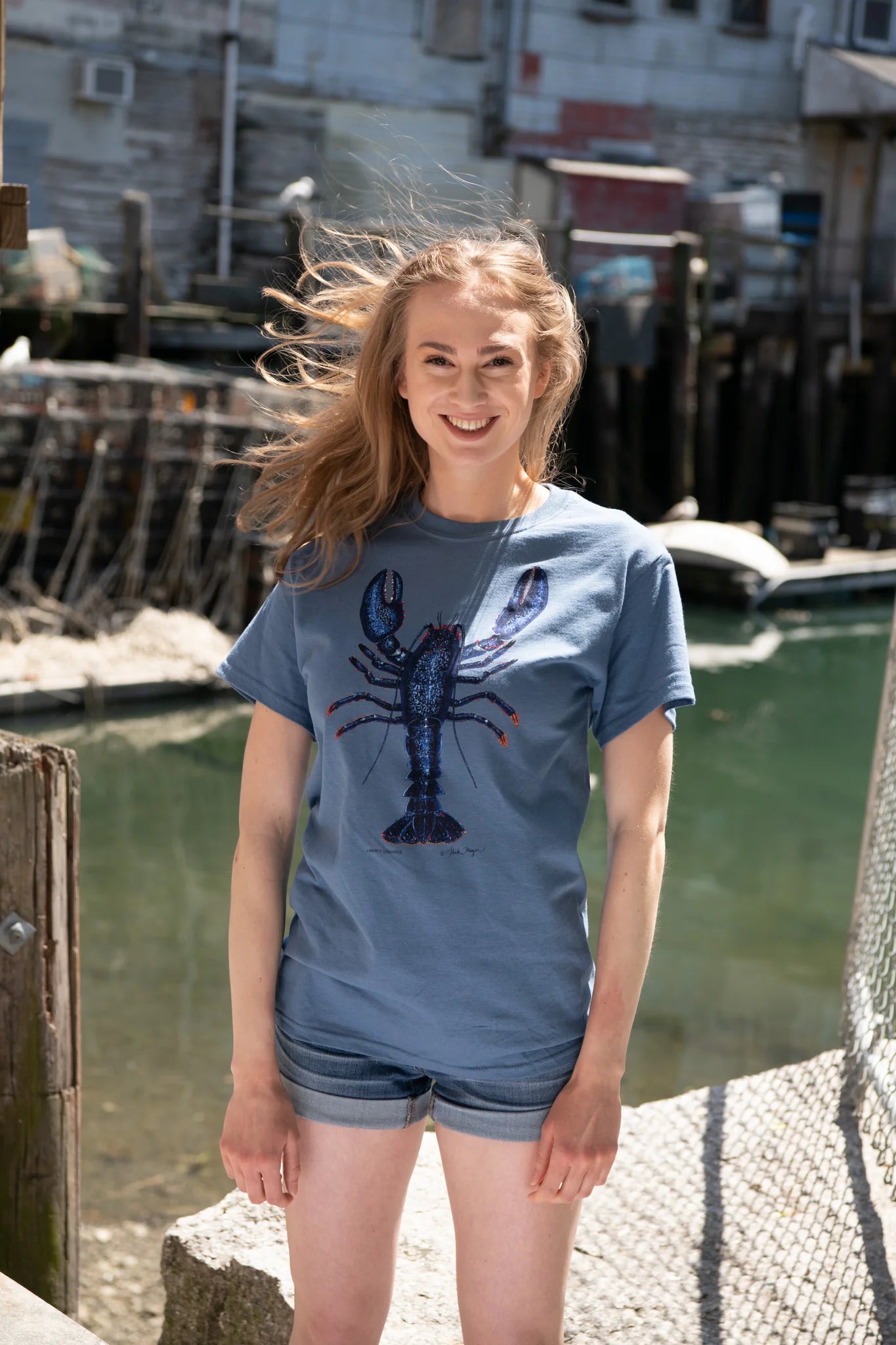 Blue Lobster Unisex Adult Indigo T-Shirt by Liberty Graphics