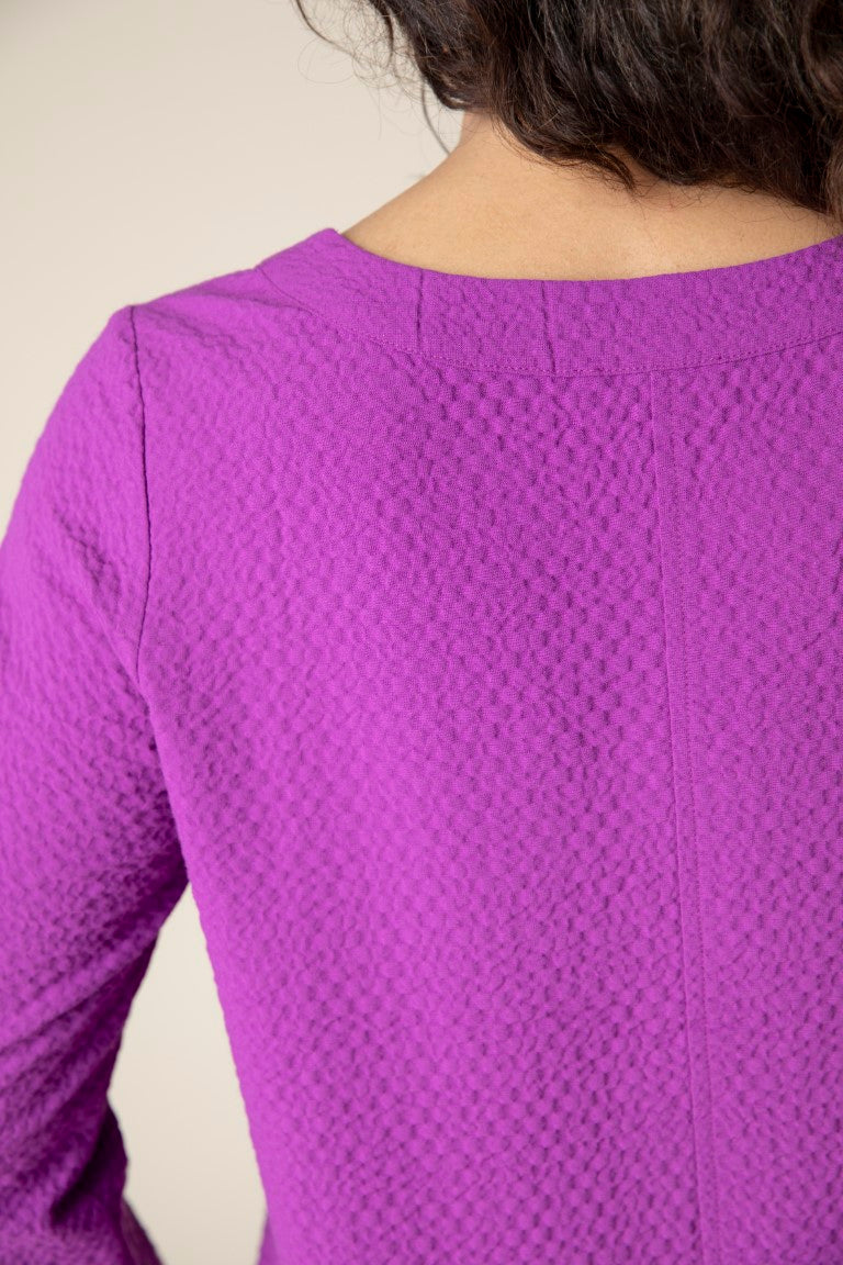 Crinkle Crepe Solid Side Button Pullover in Jam by Habitat Clothing