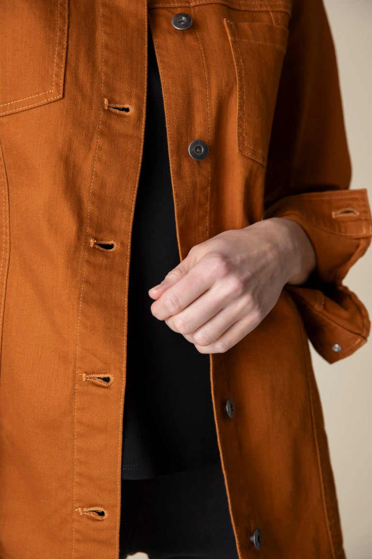 Stretch Denim Boyfriend Jacket in Ginger by Habitat Clothing
