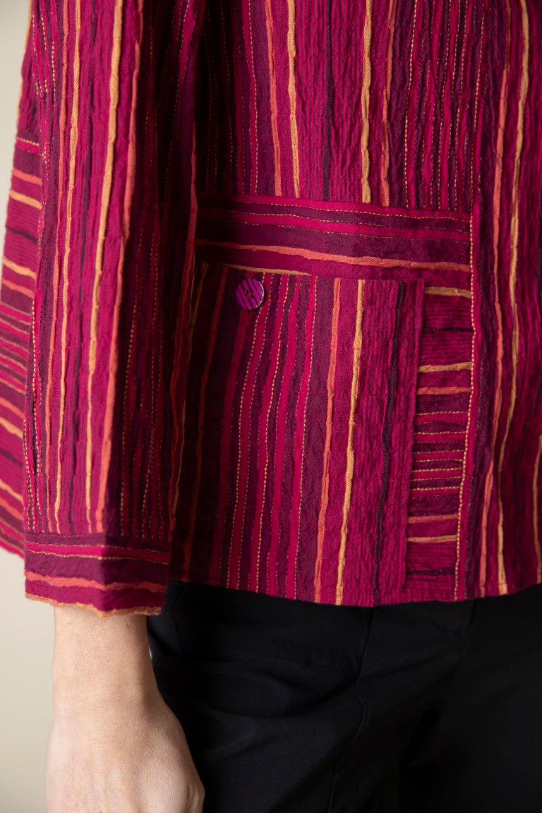 Change Your Stripes Pocket Pullover Top in Apple by Habitat Clothing