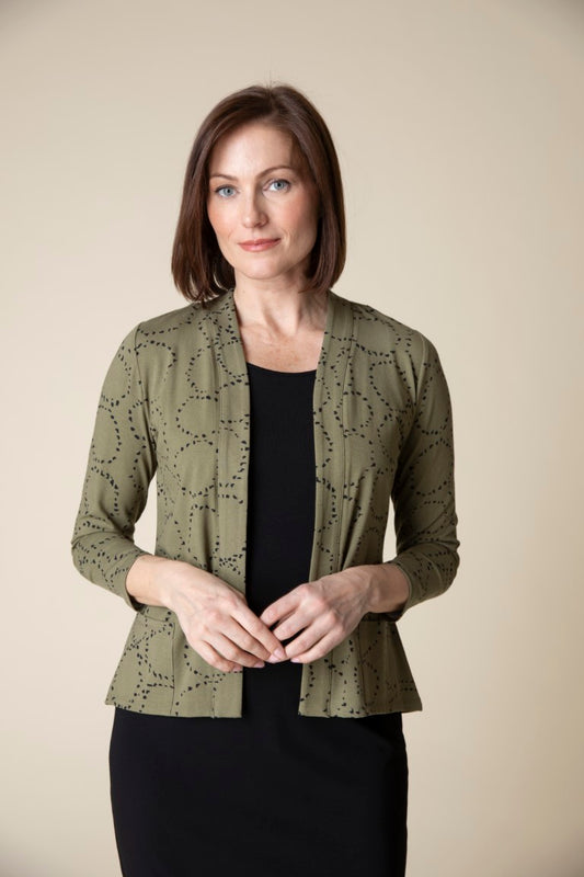 Core Travel Circles Open Front Jacket in Olive by Habitat Clothing