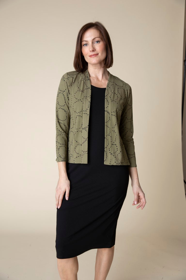 Core Travel Circles Open Front Jacket in Olive by Habitat Clothing