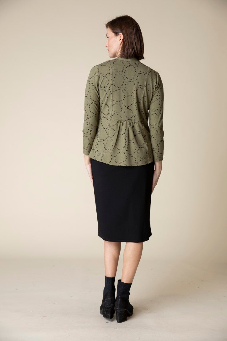 Core Travel Circles Open Front Jacket in Olive by Habitat Clothing