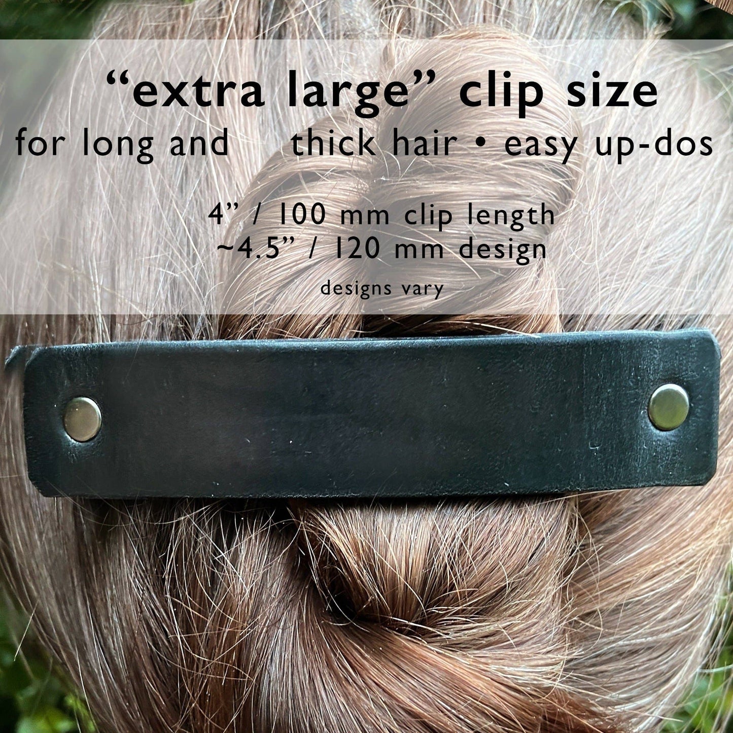 Silver & Black Juniper Branches Leather Hair Clip by PlatypusMax