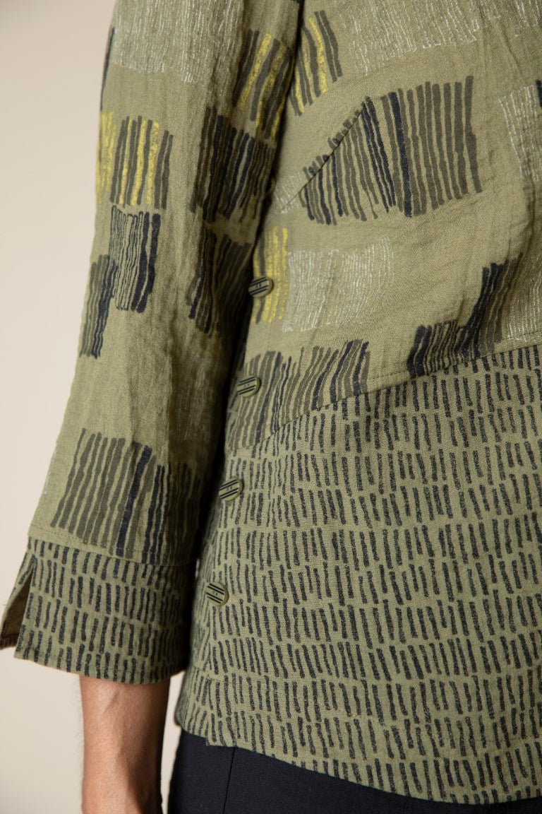 Fine Lines Side Button Tunic in Olive by Habitat Clothing