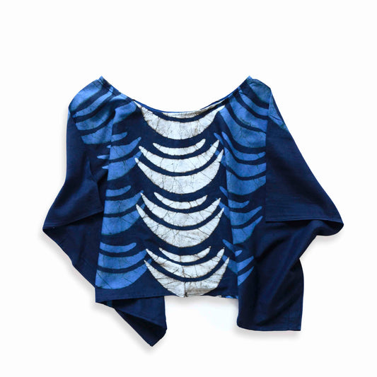 Crescent Block Printed Cotton Silk Croptop by Ichcha - Maine Yarn & Fiber Supply