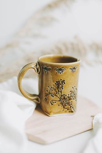 Tan Bee Mug from Colleen Deiss Designs