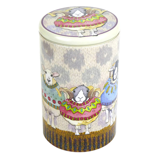 Sheep In Sweaters Tall Round Caddy Tin from Emma Ball Ltd