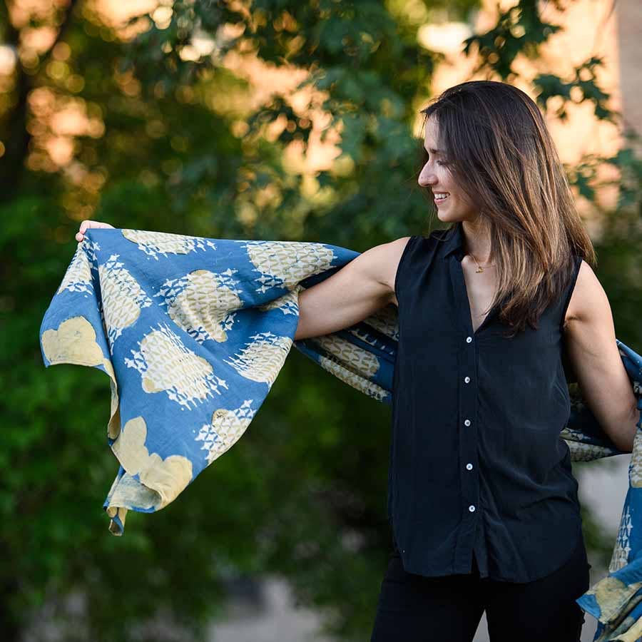 Ira Handmade Block Print Large Scarf by Ichcha