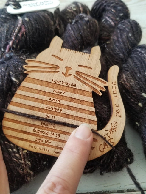 "Cats Per Inch" WPI Yarn Gauge Tool by Katrinkles - Maine Yarn & Fiber Supply