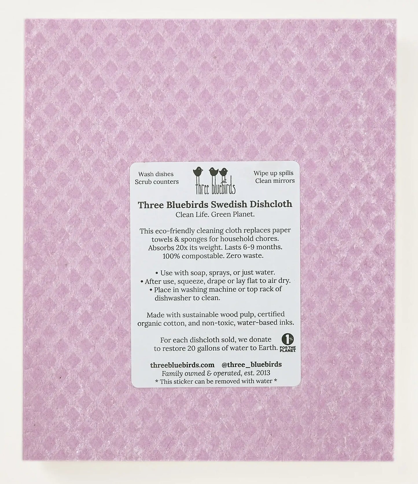 Daisies on Rose - Swedish Dishcloths by Three Blue Birds