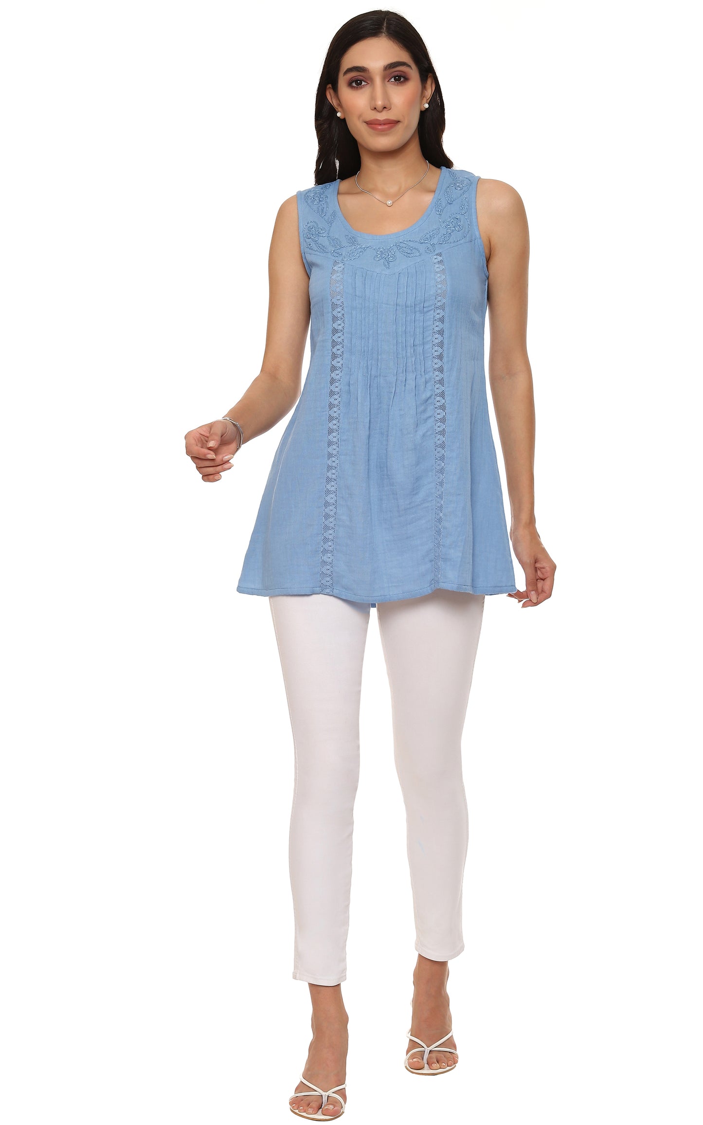 SALE Phyllis Long Tank in Blue by Parsley & Sage