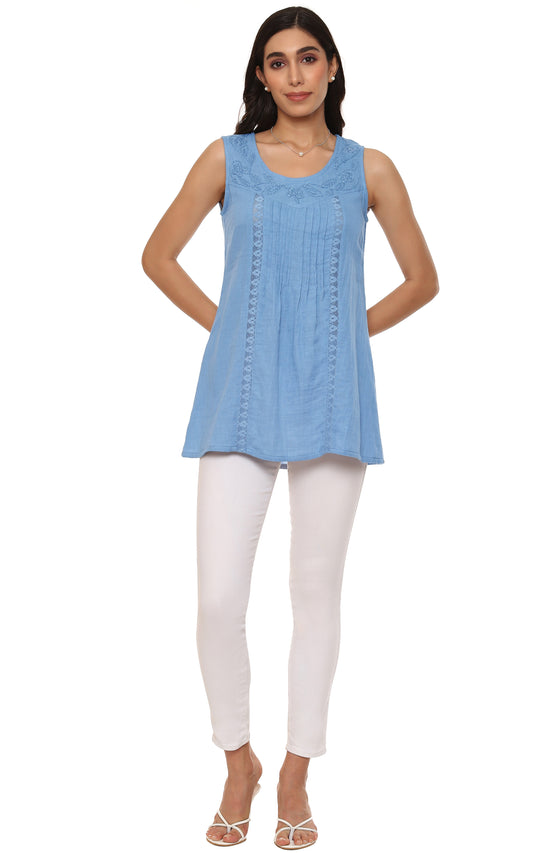 SALE 50% off - Phyllis Long Tank in Blue by Parsley & Sage