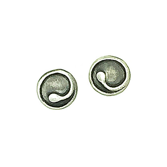 Small spiral studs in Oxidized Sterling Silver by Julia Britell Design