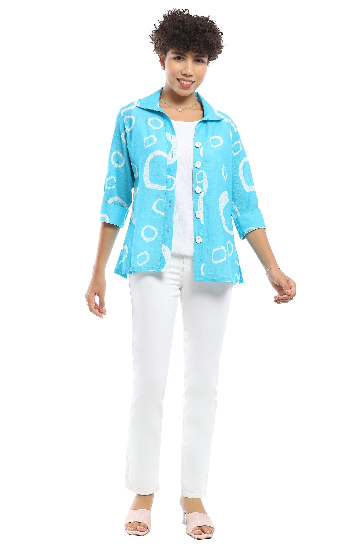 April Button Up Shirt in Turquoise by Parsley & Sage