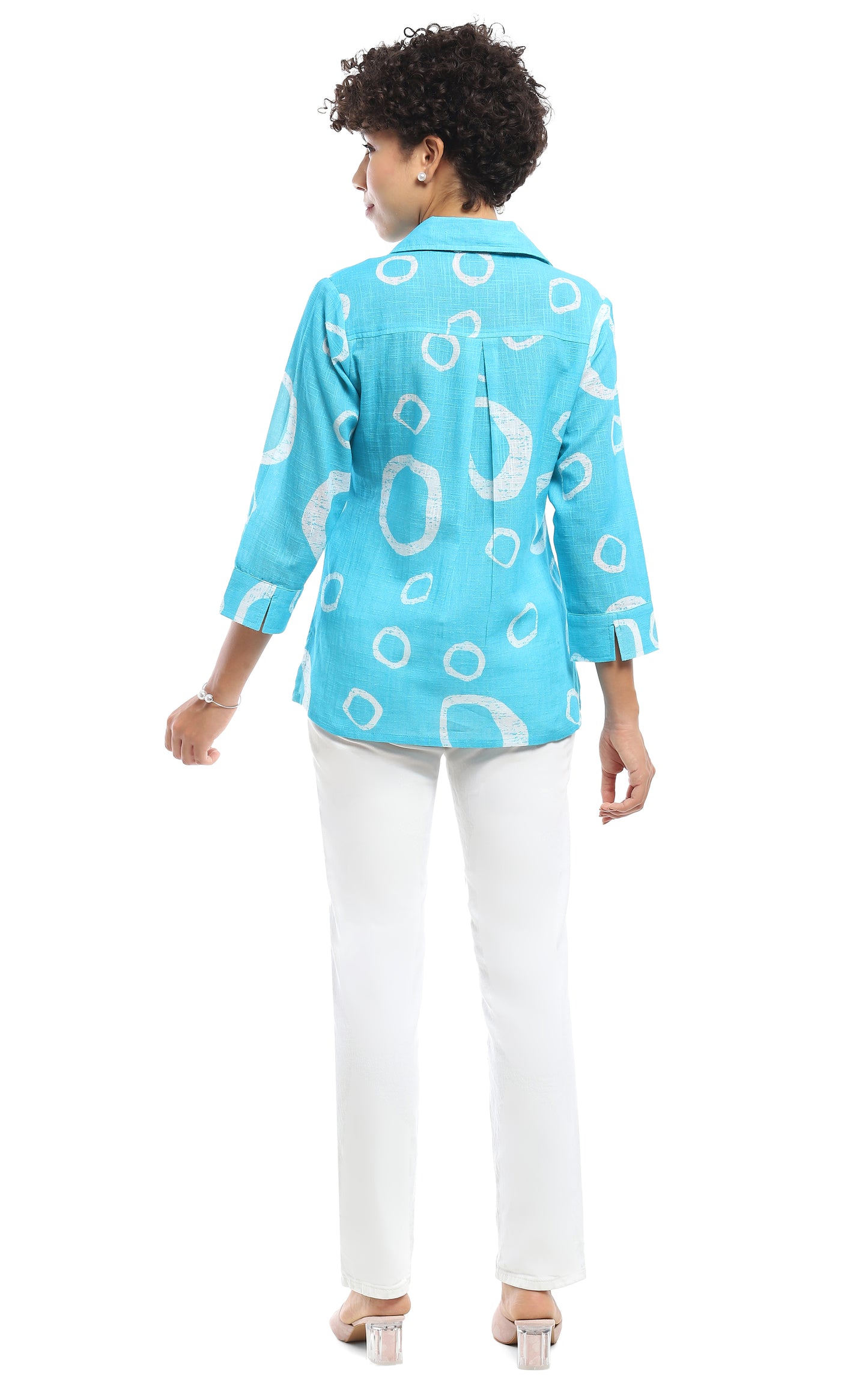 April Button Up Shirt in Turquoise by Parsley & Sage