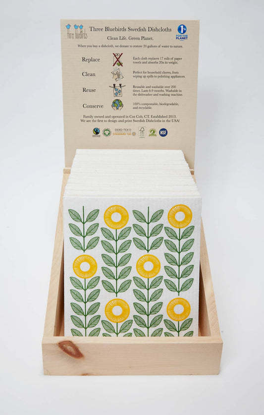 Vines on Green - Swedish Dishcloths by Three Blue Birds