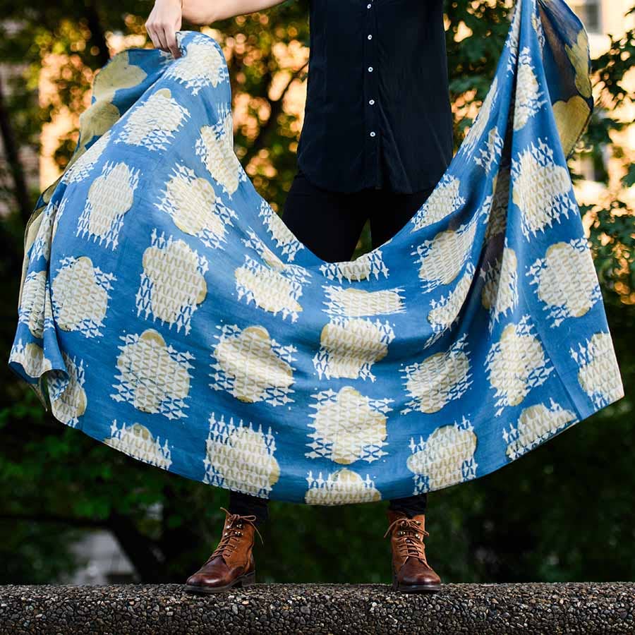 Ira Handmade Block Print Large Scarf by Ichcha