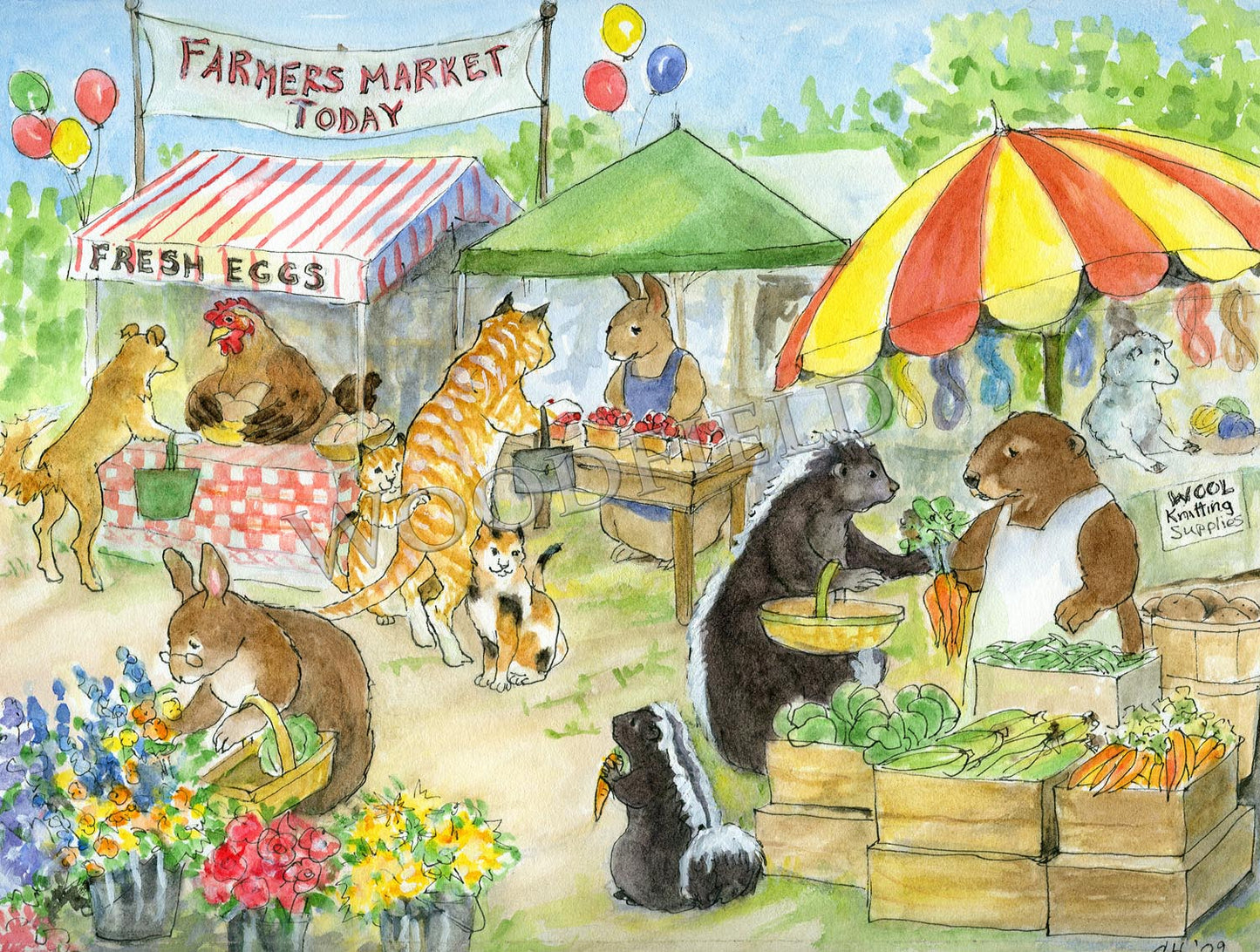 Farmer's Market - Greeting Card by Woodfield Press
