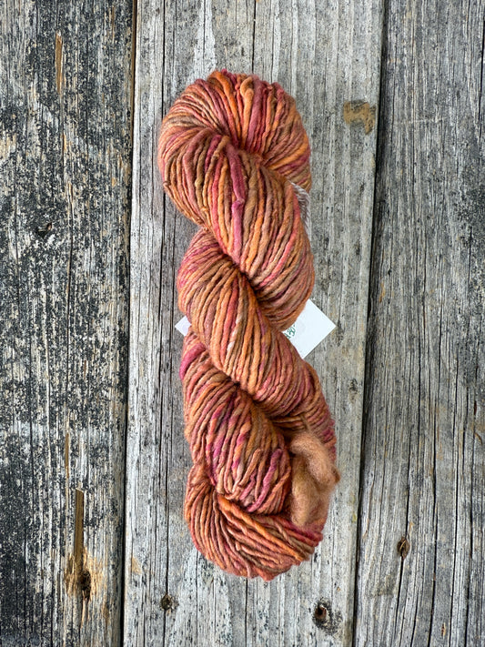 Hand Dyed and Spun Polwarth 3.3oz “Melons”