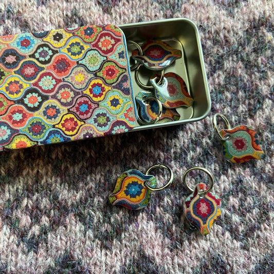 Mystical Lanterns Knitting (Round) Stitch Markers (Set of 6) In A Pocket Tin from Emma Ball Ltd