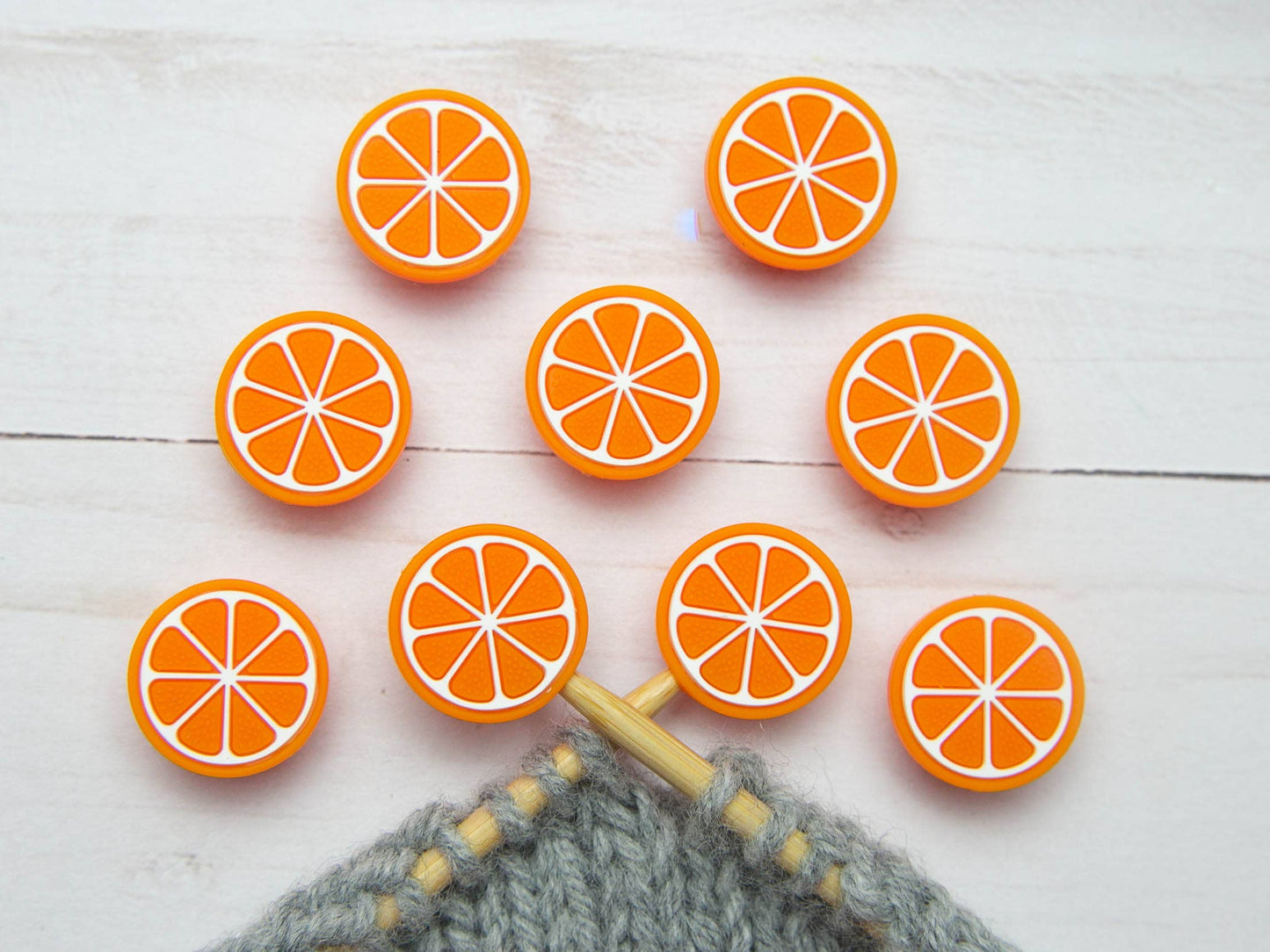 Orange Stitch Stoppers from Fox & Pine Stitches