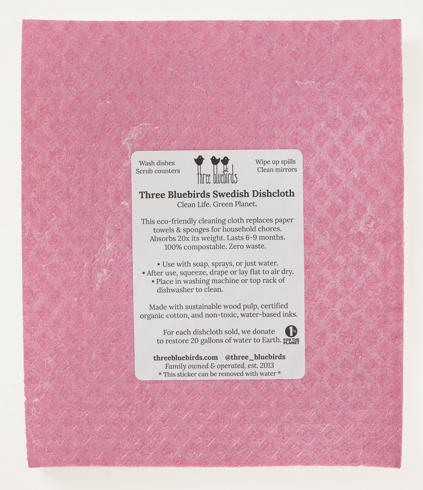 Watermelon on Pink - Swedish Dishcloths by Three Blue Birds