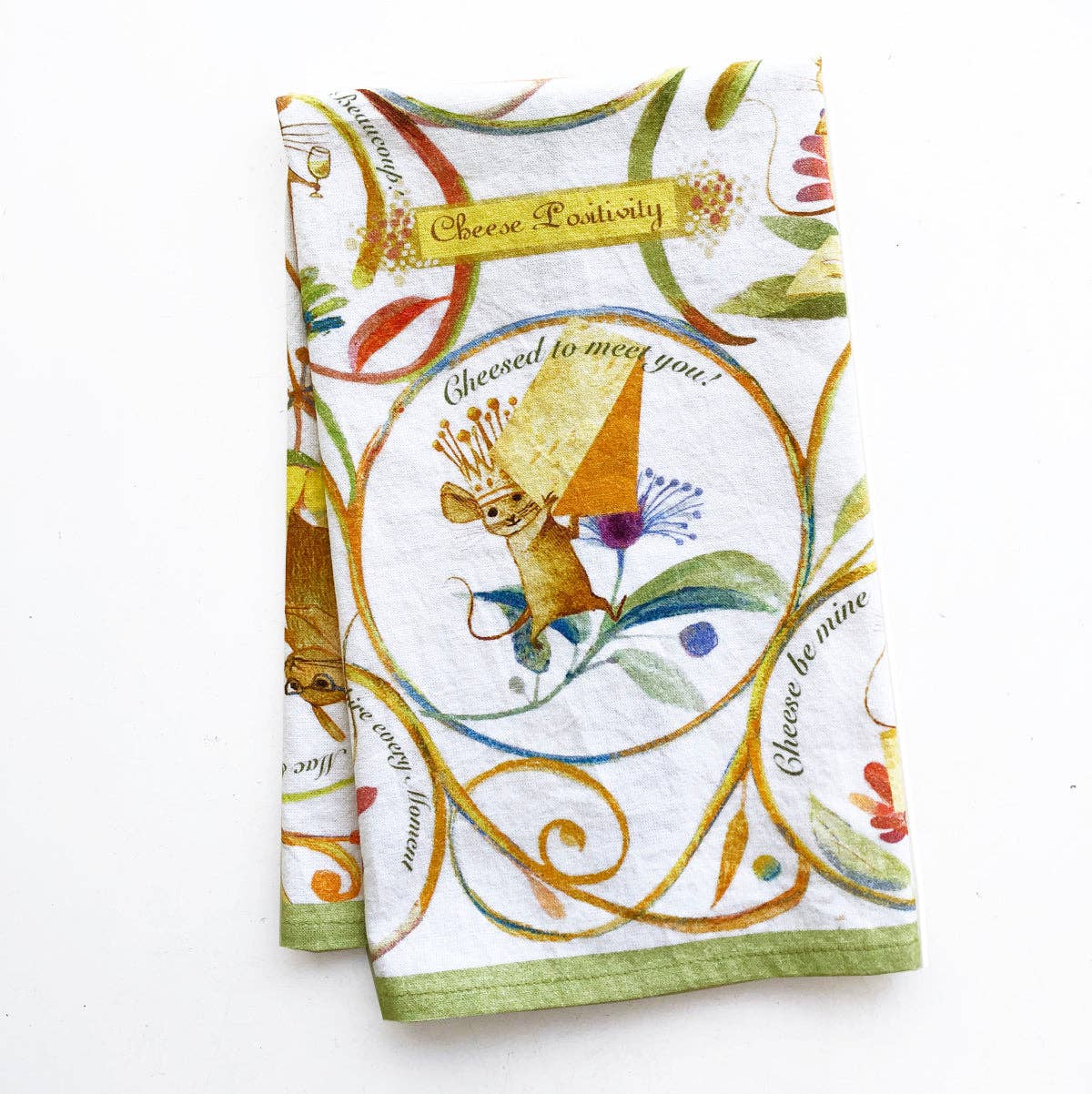 Cheese Positivity Tea Towel by Artiphany