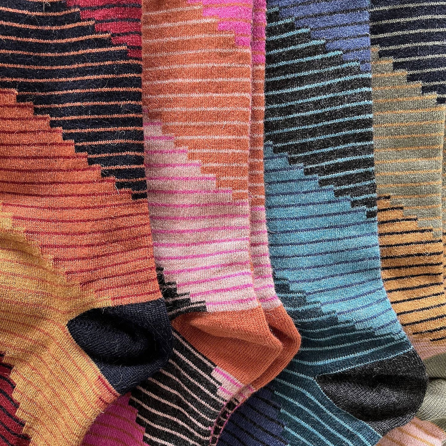 Tetris Sherbet Alpaca Socks by Shupaca Alpaca
