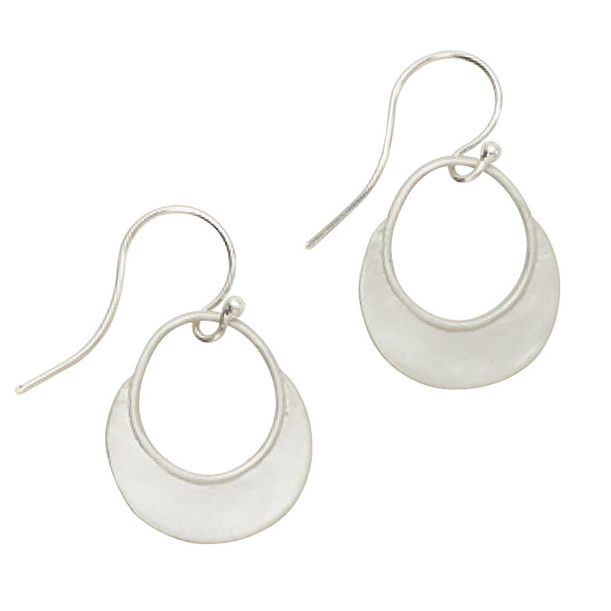 Petite hammered circle earrings in Matte Sterling Silver by Julia Britell Design