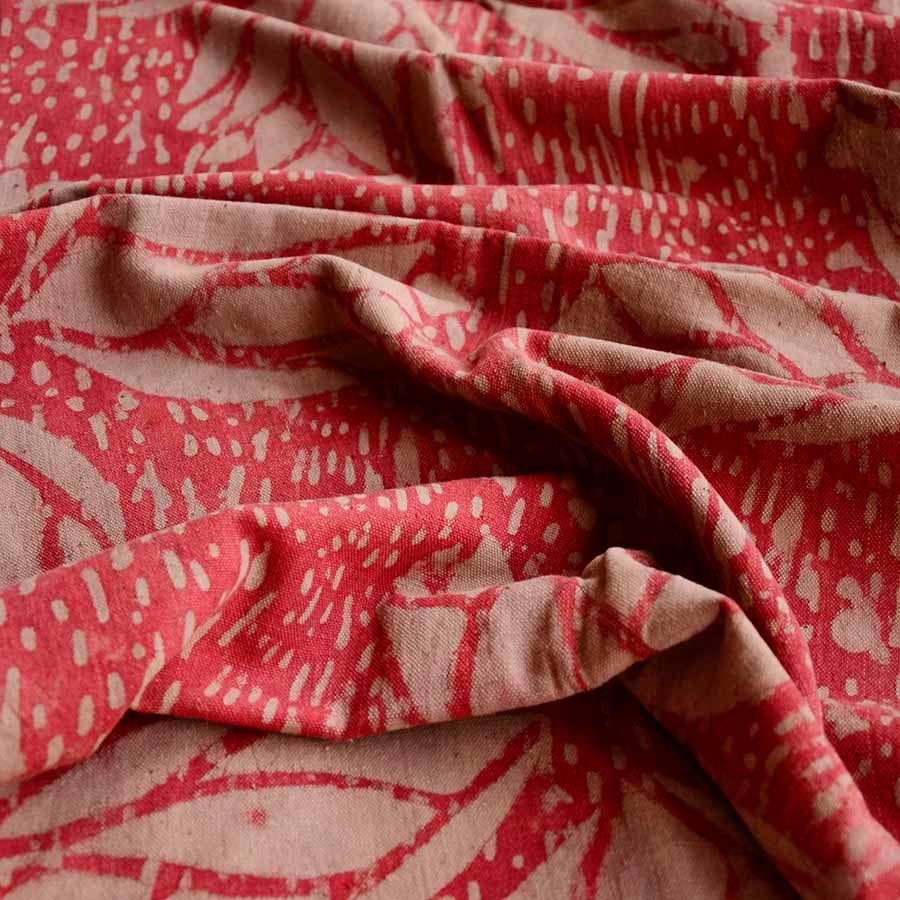 Rosette Pink Block Print Cotton Linens Table Runner by Ichcha