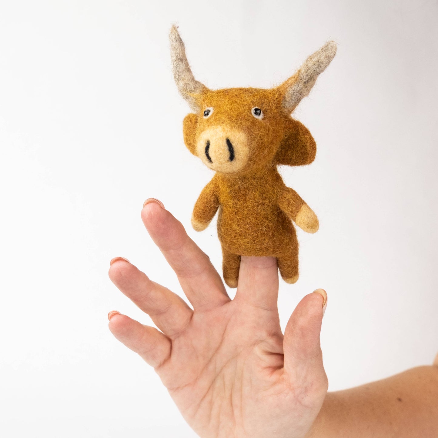 Highland Cow Felt Finger Puppets by The Winding Road