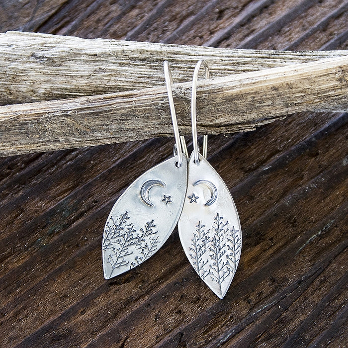 Trees at Night Sterling Silver Earrings by Sprig & Sparrow Jewelry