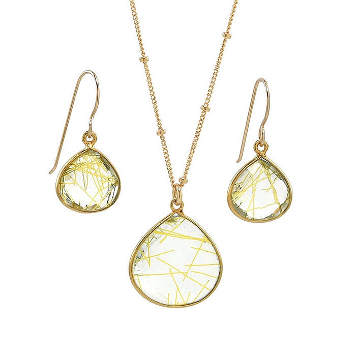 Rutilated Quartz Gold Vermeil Necklace by Sonoma Art Works