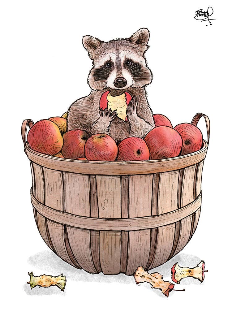 Bushel Bandit Greeting Card (blank inside) by Shawn Braley Illustration