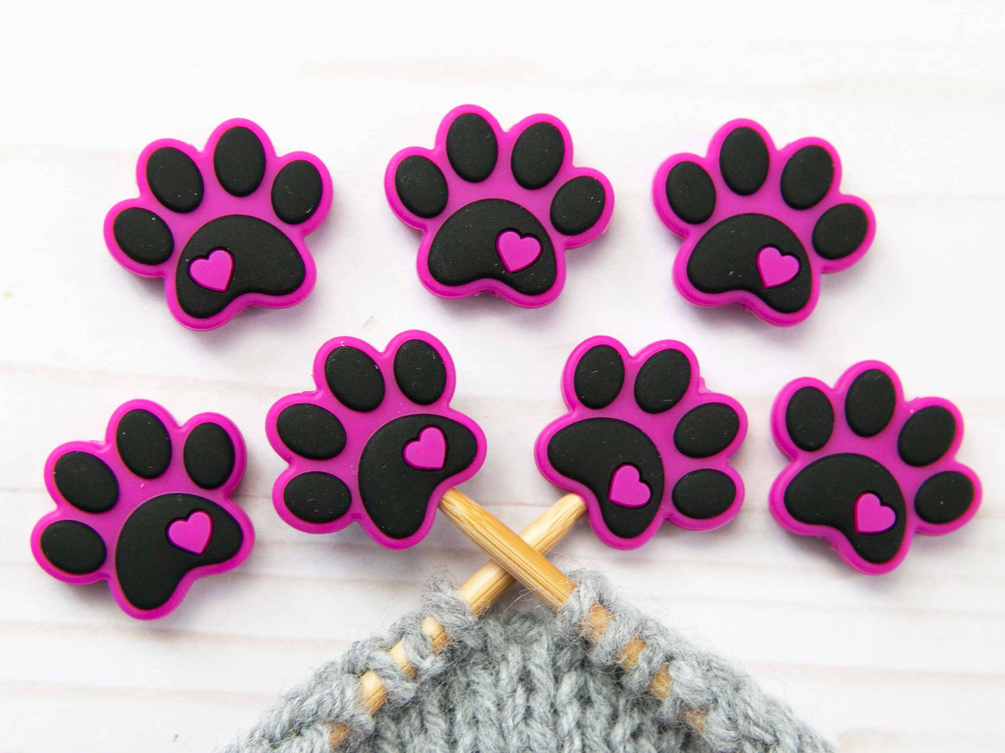 Fuchsia Paw Stitch Stoppers from Fox & Pine Stitches