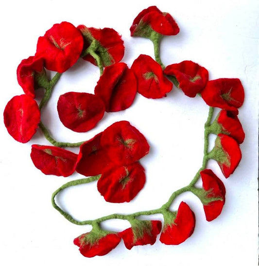 Red - Felt Flower Vine Garland by The Winding Road