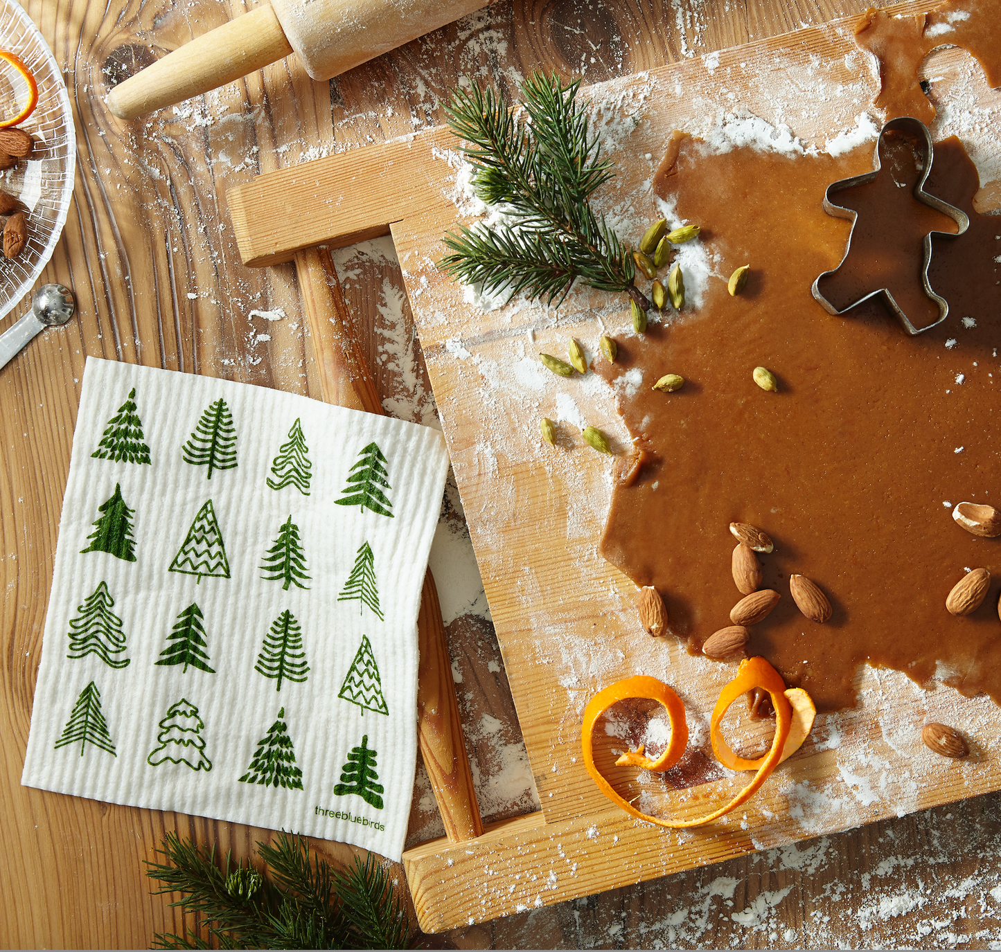 Woodland Trees - Swedish Dishcloths by Three Blue Birds