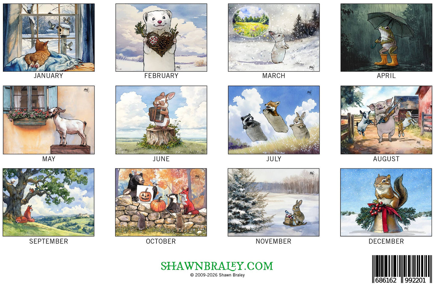 2026 Wall Calendar by Shawn Braley Illustration