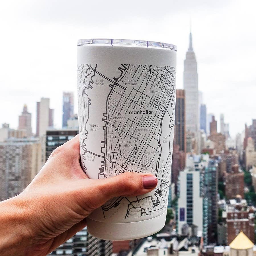 Bangor, ME Map - 20oz Insulated Travel Tumbler in Black by Well Told