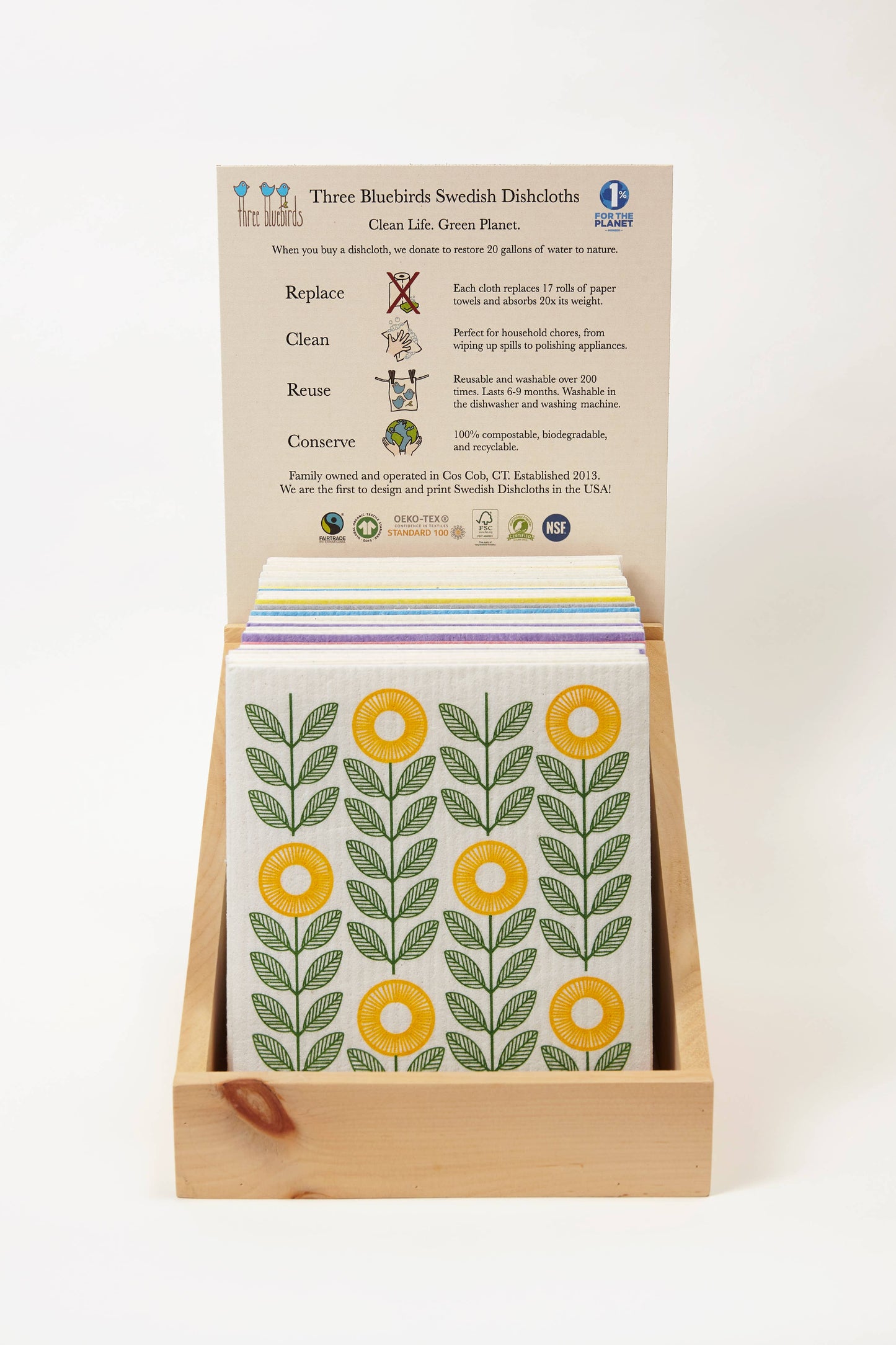 Thanks a Bunch! on Yellow - Swedish Dishcloths by Three Blue Birds