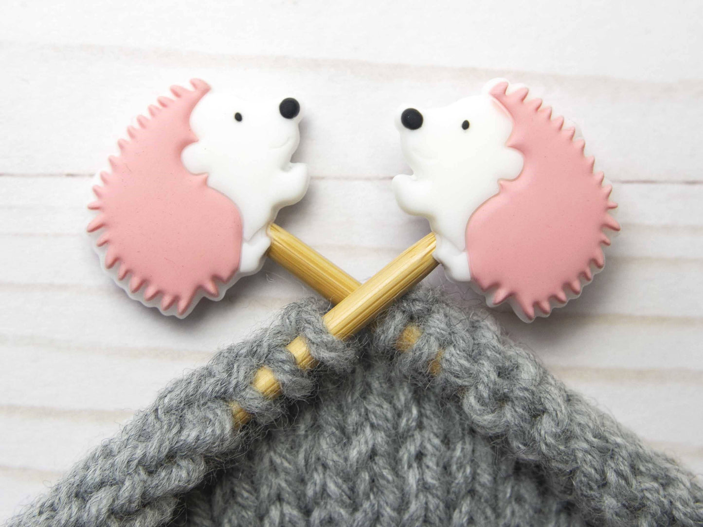 Pink Hedgehog Stitch Stoppers from Fox & Pine Stitches
