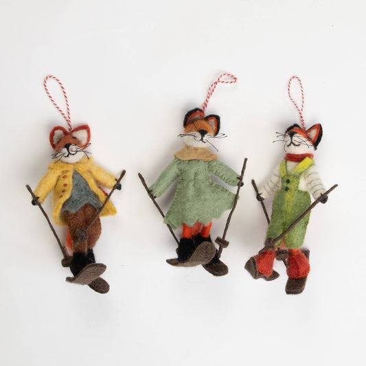 Assorted Fox on Skis Ornament from The Winding Road