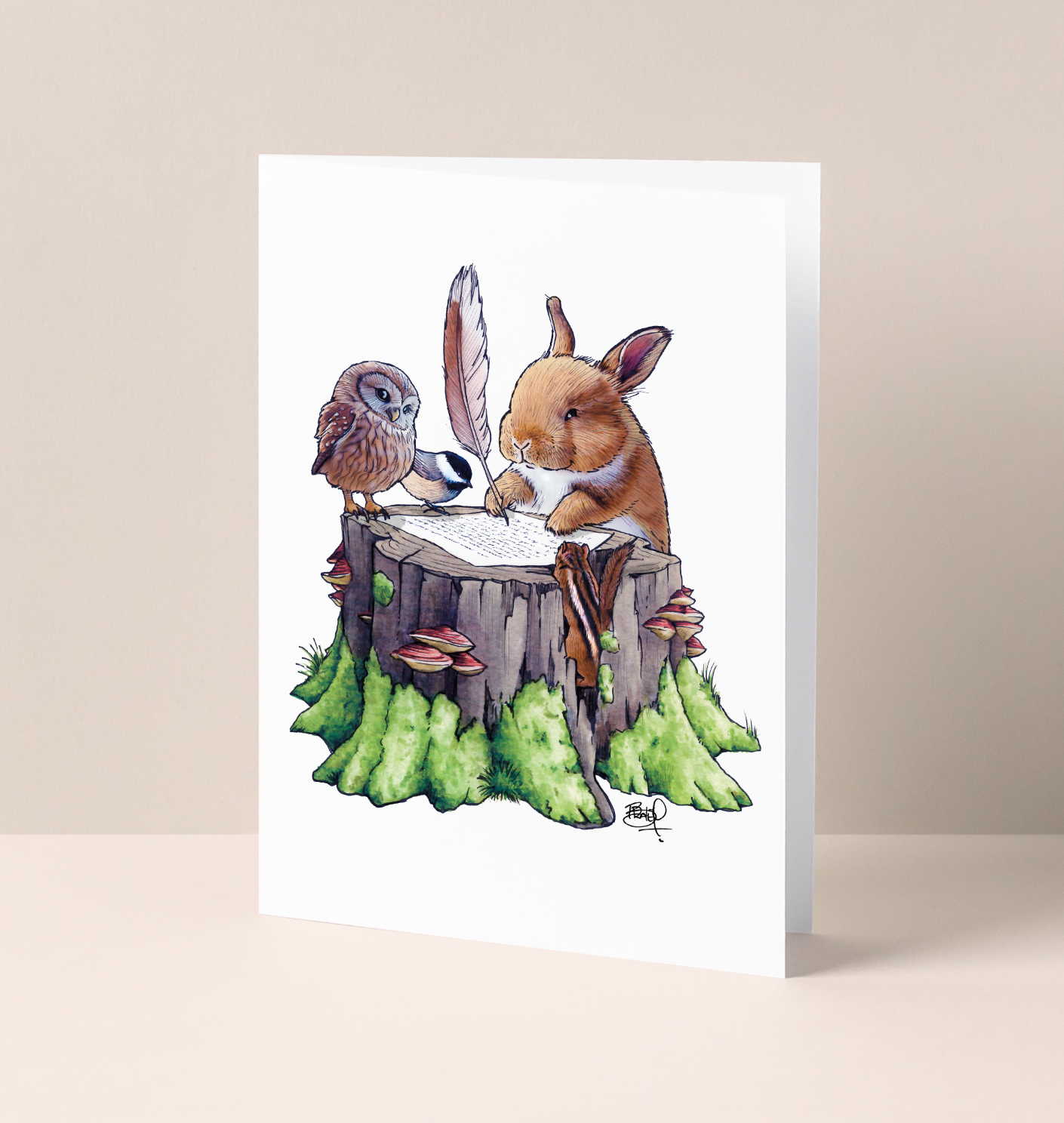 Pen Pals Greeting Card (blank inside) by Shawn Braley Illustration