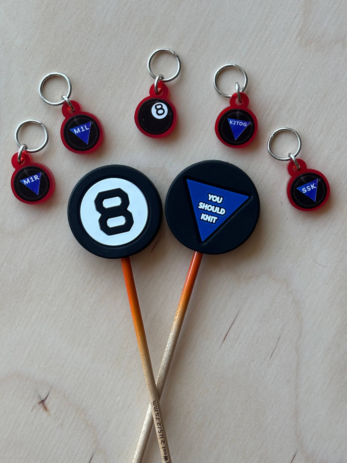 Magic 8 Ball Stitch Stoppers from Comma Craft Co