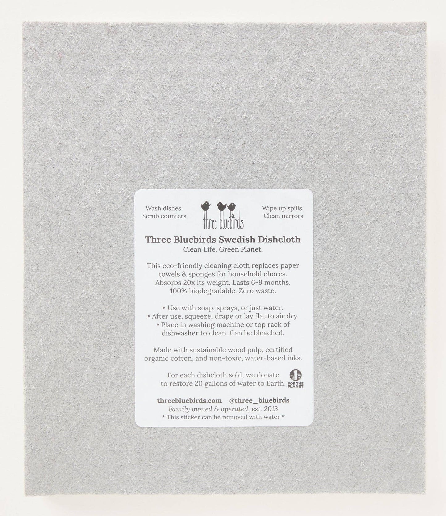 Hilda on Grey - Swedish Dishcloths by Three Blue Birds
