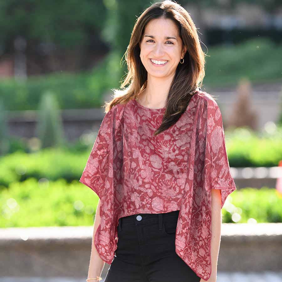 Red Radha Relaxed Fit Blouse by Ichcha