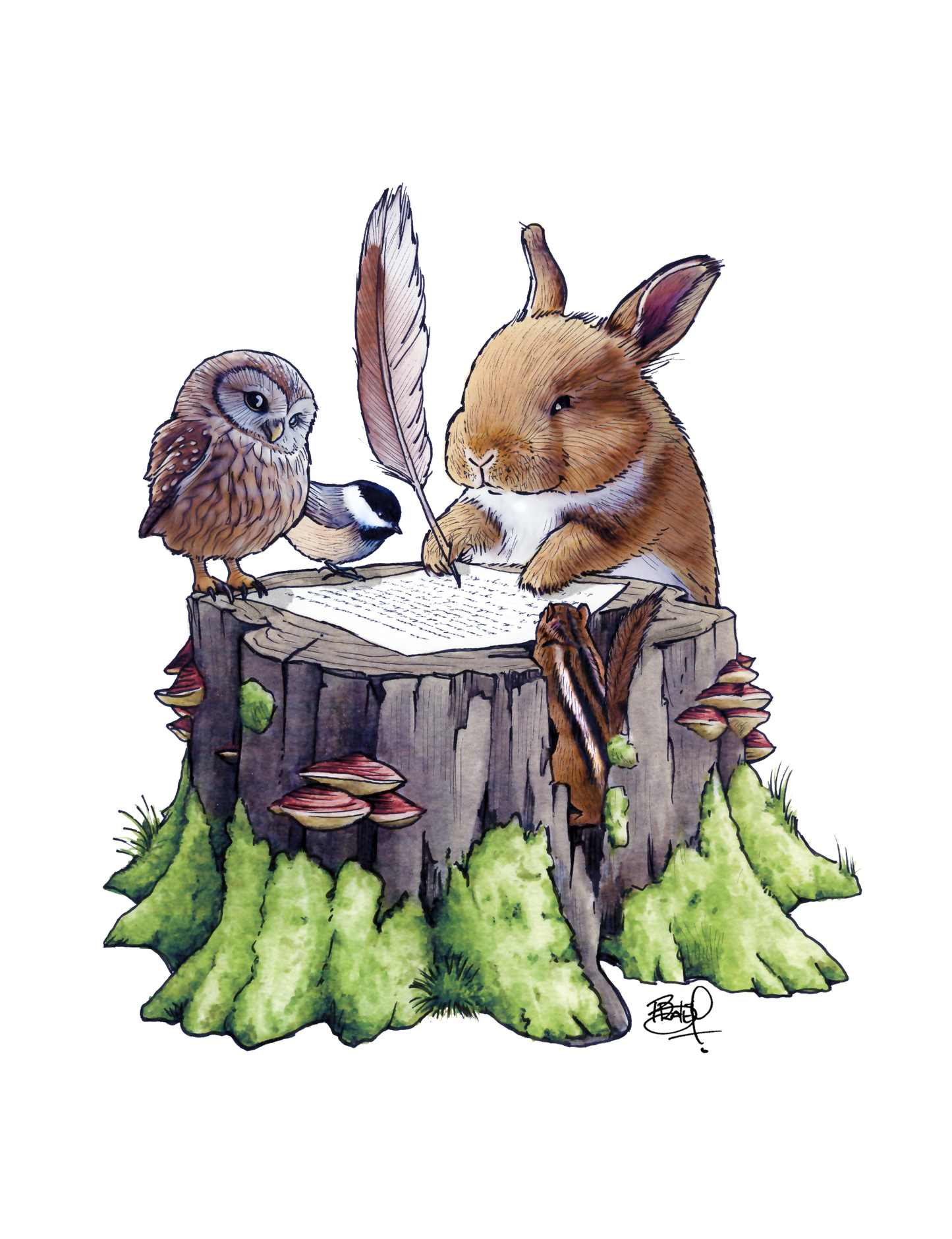 Pen Pals Greeting Card (blank inside) by Shawn Braley Illustration