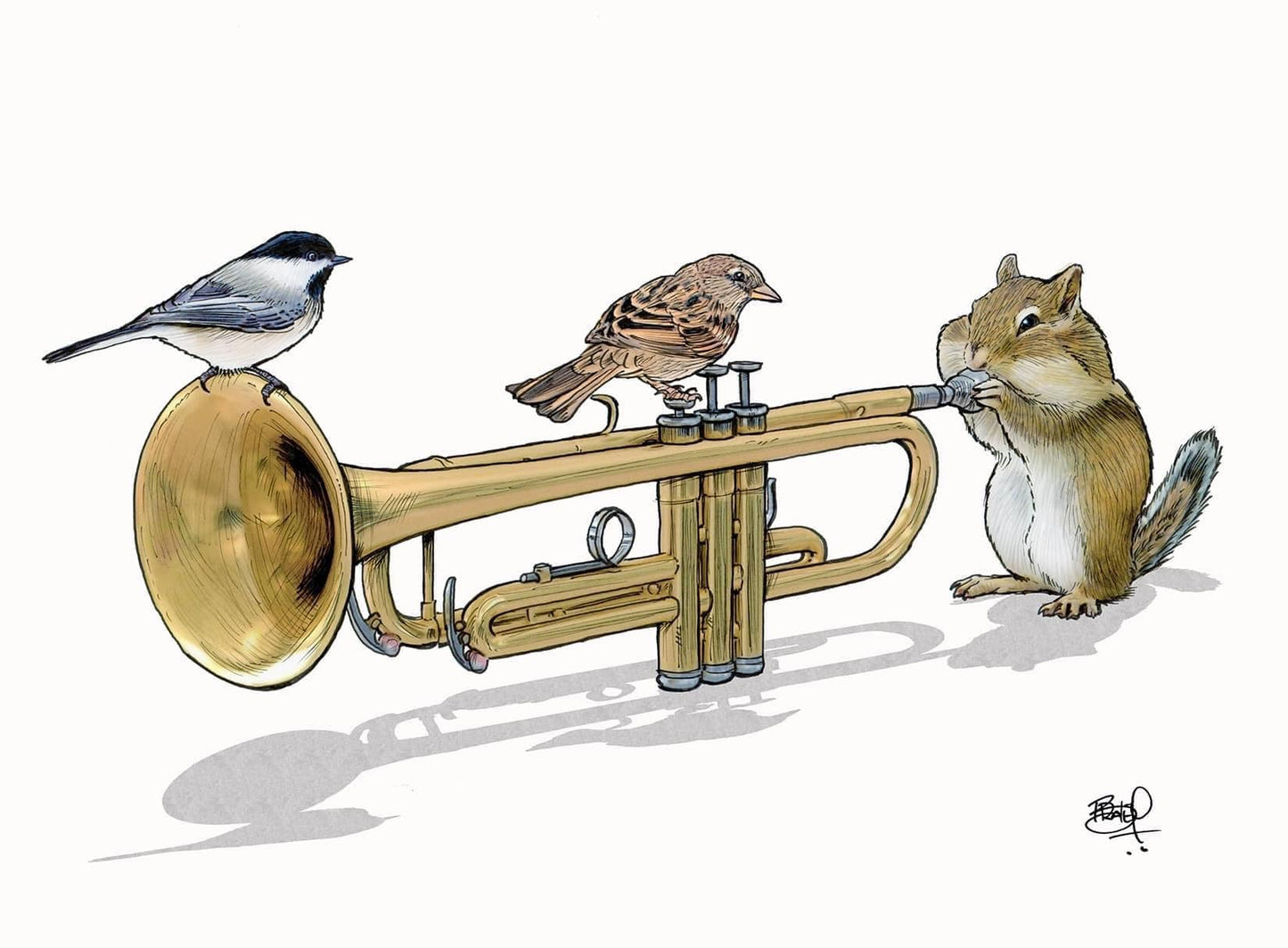 Tootin' Greeting Card (blank inside) by Shawn Braley Illustration